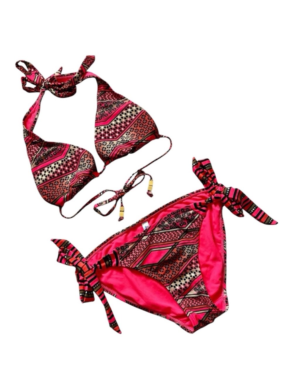 La Vie En Rose 2 Piece Geometric Print Tie Bikini Size Xsmall-Medium